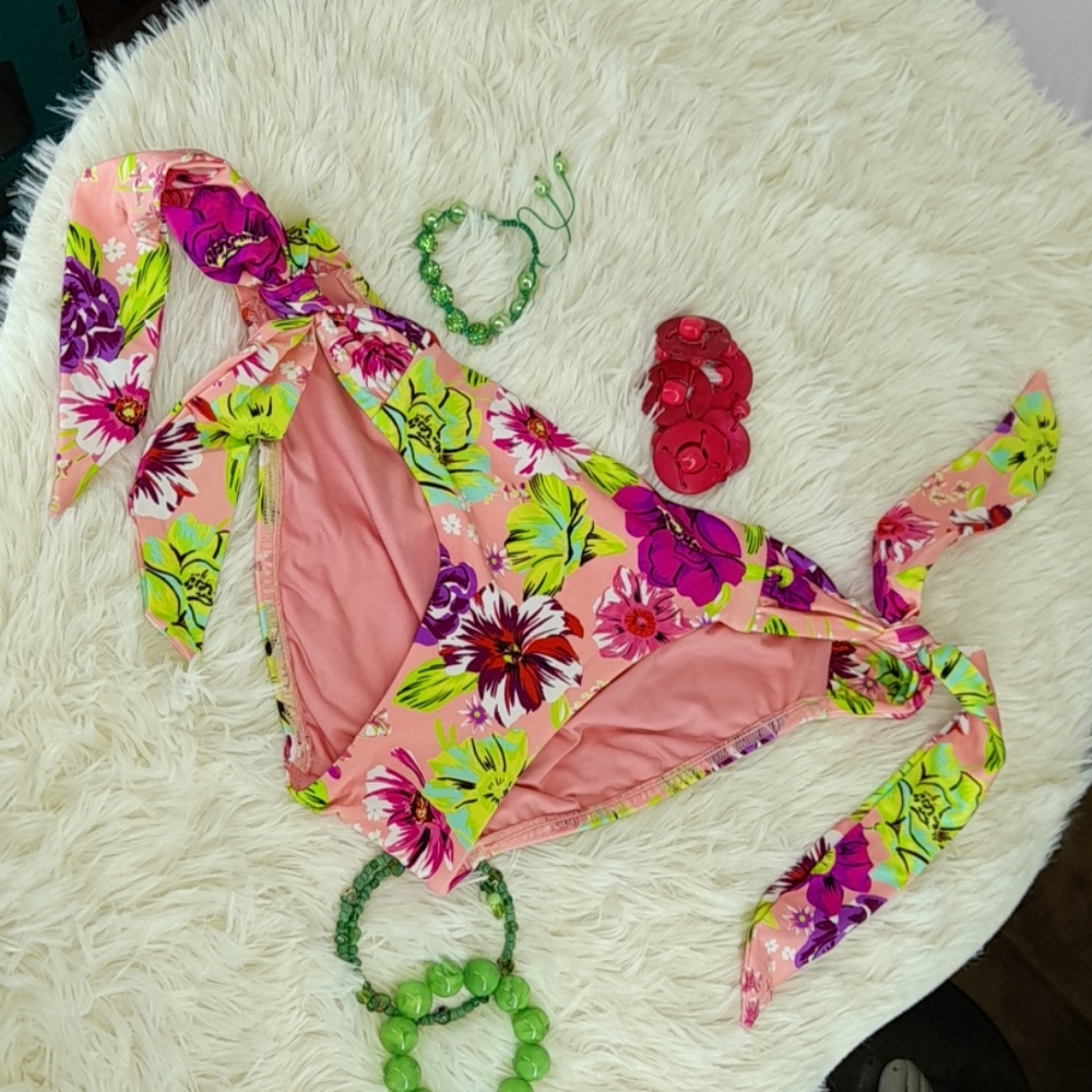 - Victoria Secret Retro Floral Pink Coral Bikini